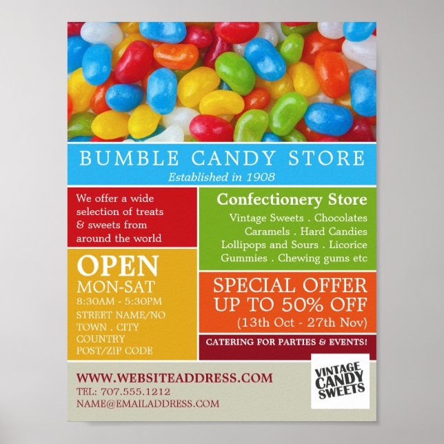 Jelly Bean Candy, Confectionery Supplies Advert Poster (Front)