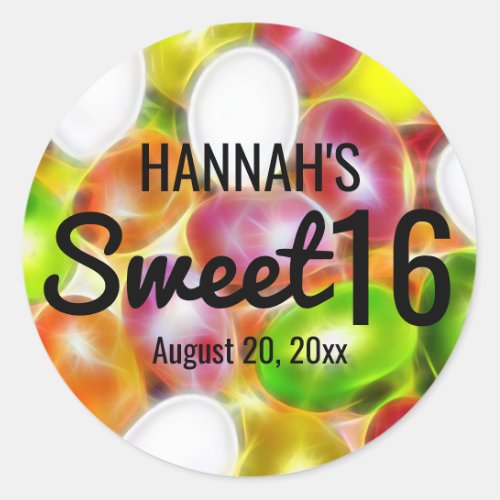 Jelly Bean Candy Sweet Sixteen Personalized Classic Round Sticker
