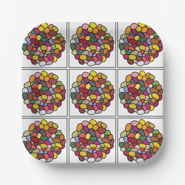 Jelly Bean Colorful Jelly Bean Party Paper Plates (Front)