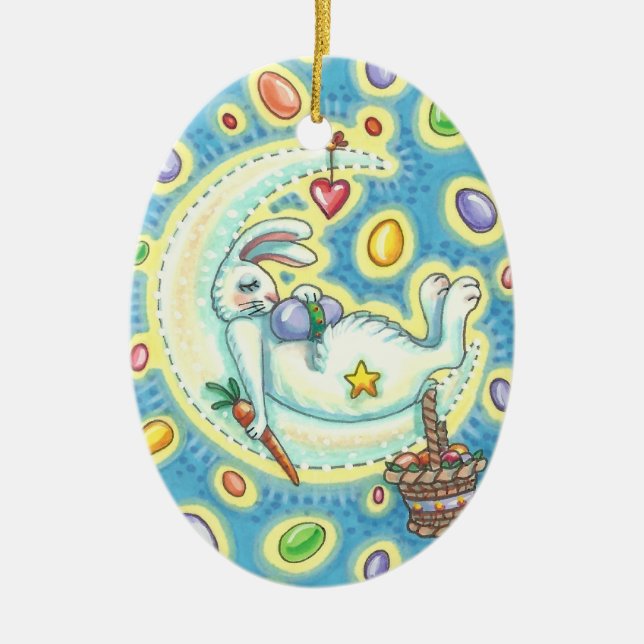 JELLY BEAN DREAMS EASTER BUNNY ORNAMENT Oval (Front)