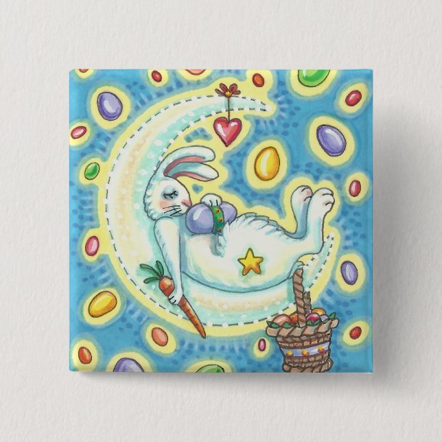 JELLY BEAN DREAMS EASTER BUNNY RABBIT BUTTON Squ (Front)