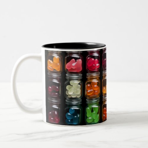 Jelly Bean Jar Knolling  Two_Tone Coffee Mug