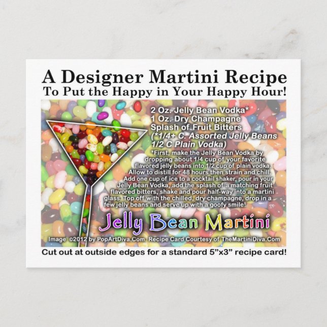 Jelly Bean Martini Recipe Postcard (Front)