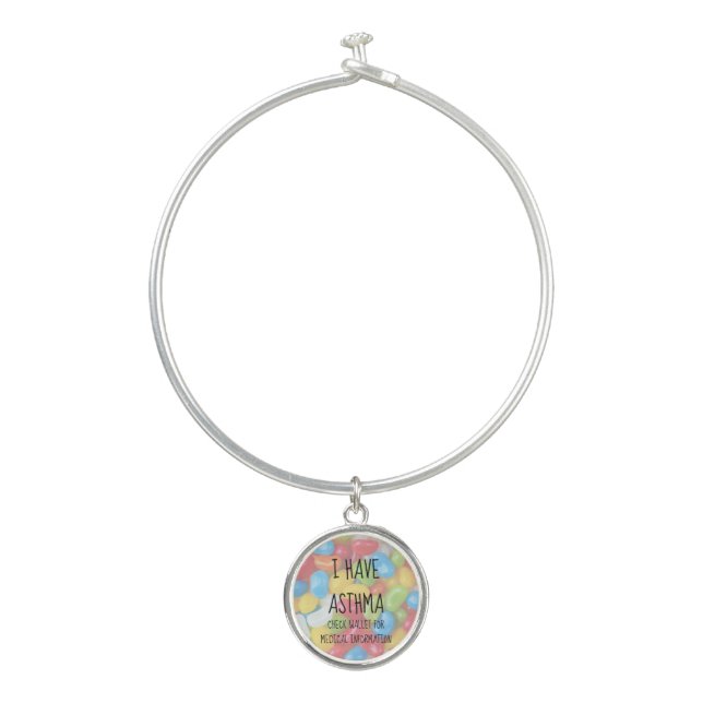 Jelly Bean Medical ID Bangle Bracelet and Charm (Front)