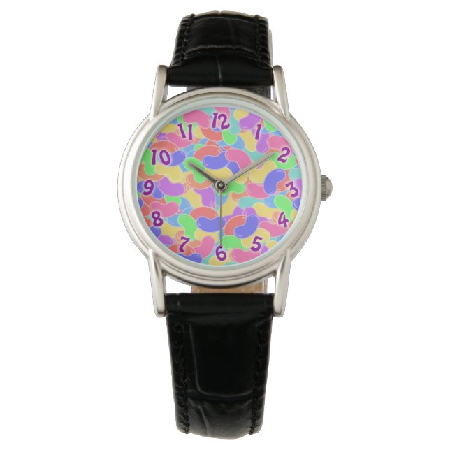 Jelly Bean Scene Cute Colorful Candies Watch (Front)