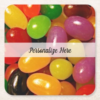 Jelly Beans And Easter Holidays Square Paper Coaster by bonfirechristmas at Zazzle