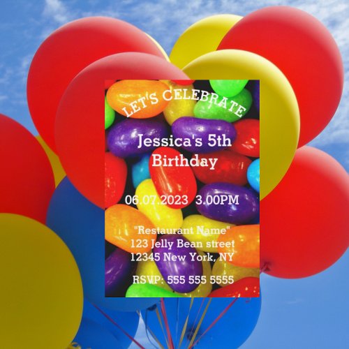 Jelly Beans Birthday Candy Sweets Colorful Cute Magnetic Invitation