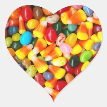 Jelly Beans & Candy Corn Heart Sticker by Delights at Zazzle