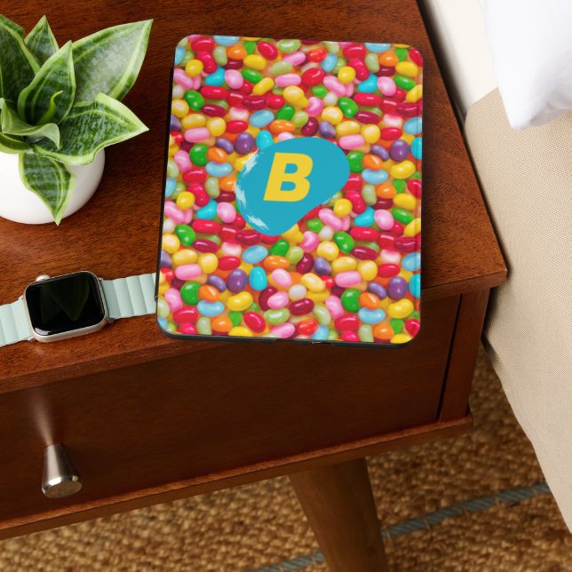 Jelly Beans Candy Love Monogram  Kindle Cover (In Use (Bedside))