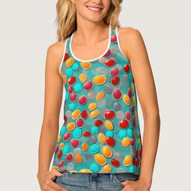  "Jelly Beans on Plaid Background" Tank Top (Front)