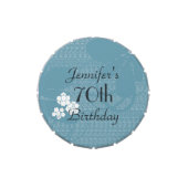 Jelly Belly Blue Floral Party Favor 70th Birthday Candy Tin (Top)