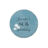 Jelly Belly Blue Floral Party Favor 80th Birthday Candy Tin (Top)