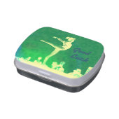 Jelly Belly candy tin. "Good Luck Gymnast" theme Jelly Belly Tin (Side)