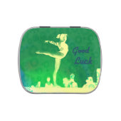 Jelly Belly candy tin. "Good Luck Gymnast" theme Jelly Belly Tin (Top)