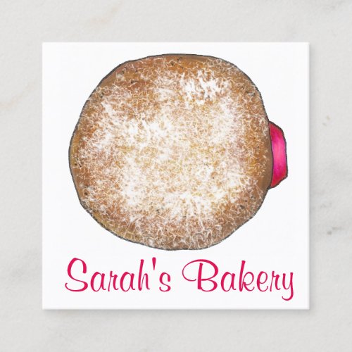 Jelly Donut Doughnut Bakery Bake Shop Baker Food Square Business Card