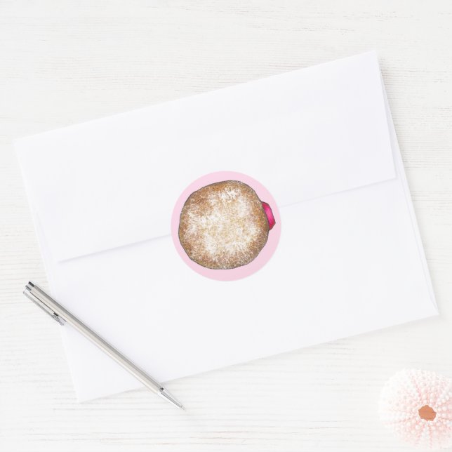 Jelly Donut Doughnut Hanukkah Chanukkah Sufganiyah Classic Round Sticker (Envelope)