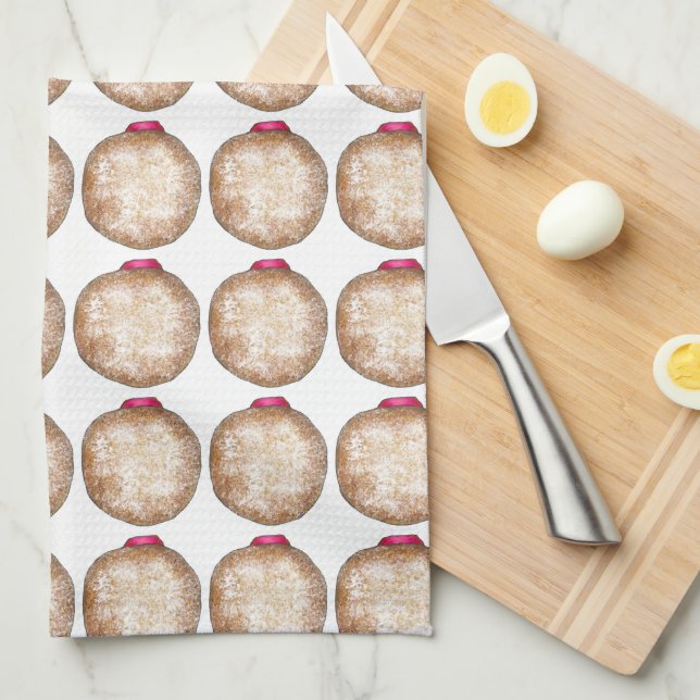 Jelly Donut Hanukkah Chanukah Holiday Sufganiyot Kitchen Towel (Quarter Fold)