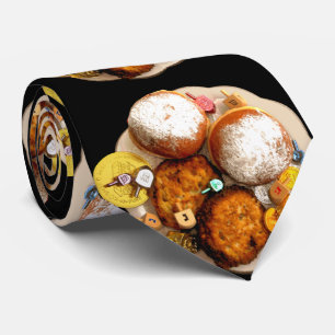 Jelly Donuts, Latkes, Dreidels & Gelt Neck Tie
