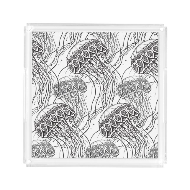 Jelly Fish Doodle Acrylic Tray (Front)