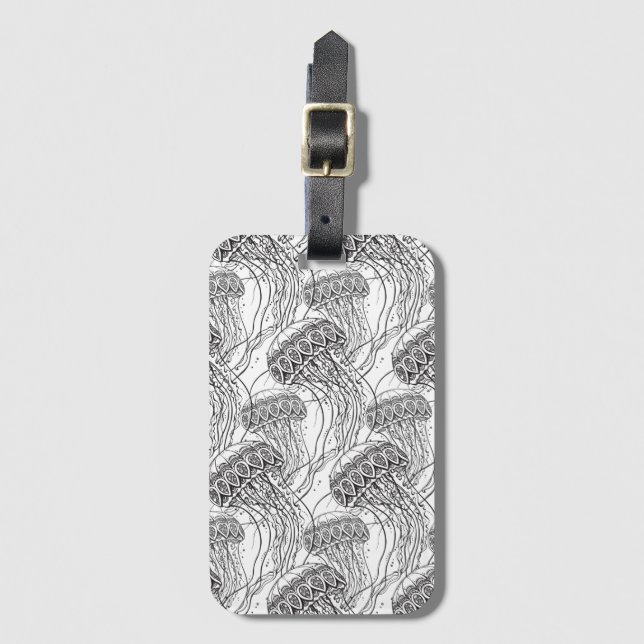 Jelly Fish Doodle Luggage Tag (Front Vertical)