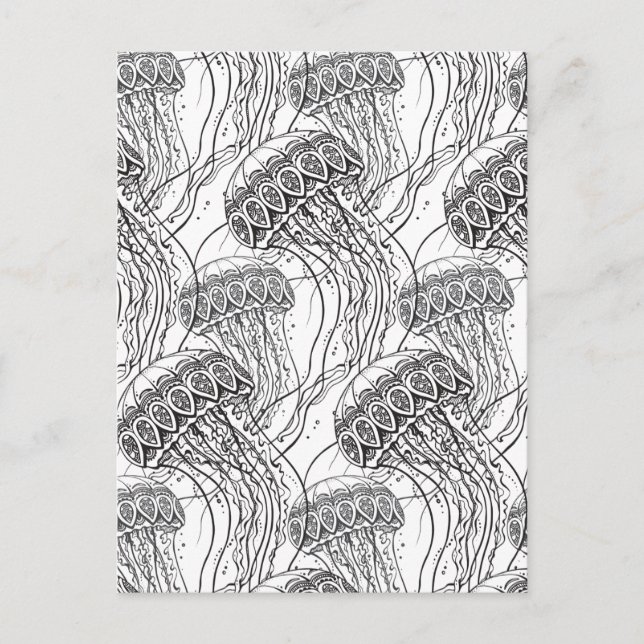 Jelly Fish Doodle Postcard (Front)