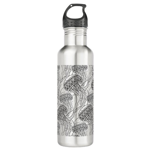 Jelly Fish Doodle Stainless Steel Water Bottle (Front)