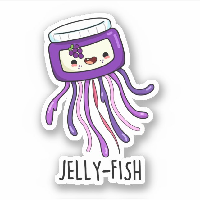 Jelly-fish Funny Jelly Jar Pun  Sticker (Front)