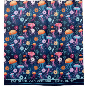 Jelly fish pickleball, custom text shower curtain