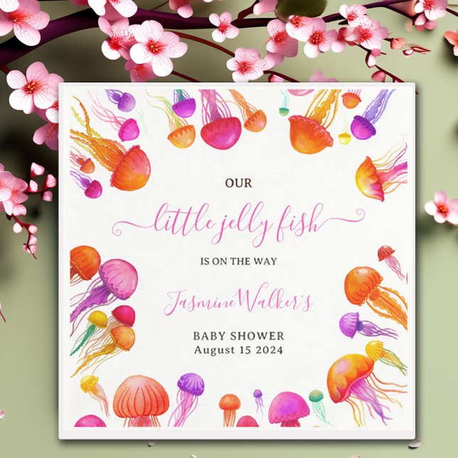 Jelly Fish Pink Yellow Gradient Pastel Baby Shower Napkins (Creator Uploaded)