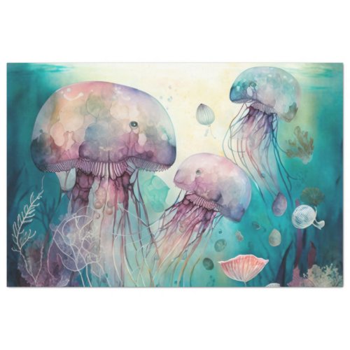 Jelly Fish Watercolor Decoupage Tissue Paper