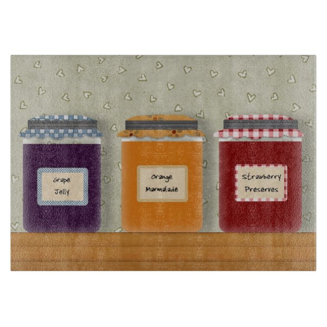 Jelly Jars Glass Cutting Board (Front)