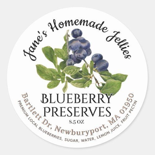 Jelly Label Vintage Homemade Blueberry Preserves 