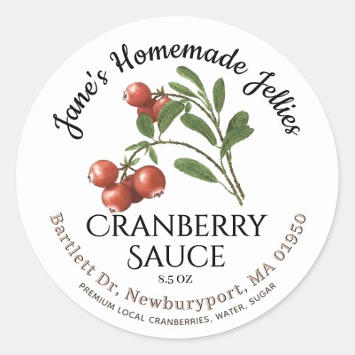 Jelly Label Vintage Homemade CRANBERRY Sauce