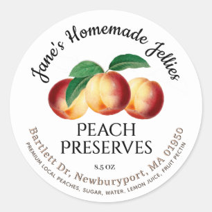 Jelly Label Vintage Homemade Peach Preserves
