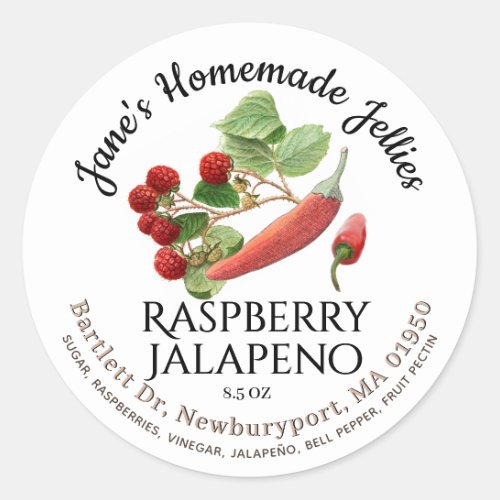 Jelly Label Vintage Homemade Raspberry Jalapeo