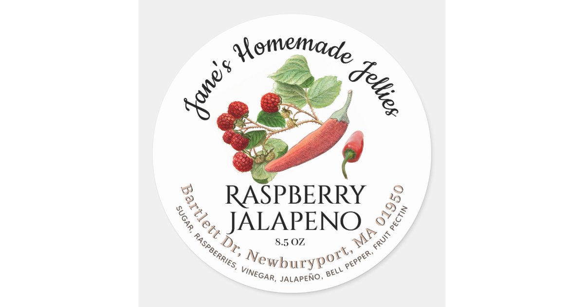 Jelly Label Vintage Homemade Raspberry Jalapeño | Zazzle