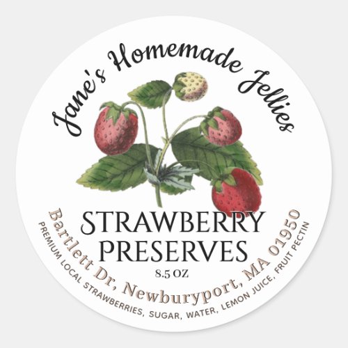 Jelly Label Vintage Homemade Strawberry Preserves 
