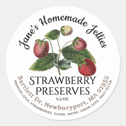 Jelly Label Vintage Homemade Strawberry Preserves 