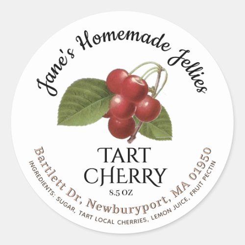 Jelly Label Vintage Homemade Tart Cherry Preserves