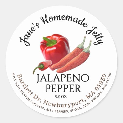 Jelly Label Vintage Jalapeo and Red Bell Pepper