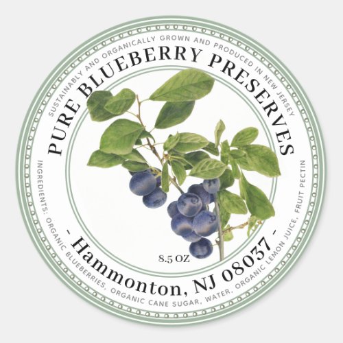 Jelly Label with Vintage Blueberry Illustration