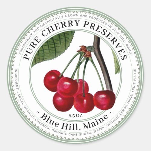 Jelly Label with Vintage Cherries Illustration