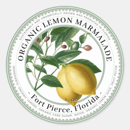 Jelly Label with Vintage Lemon Illustration