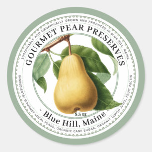 Jelly Label with Vintage Pear Illustration