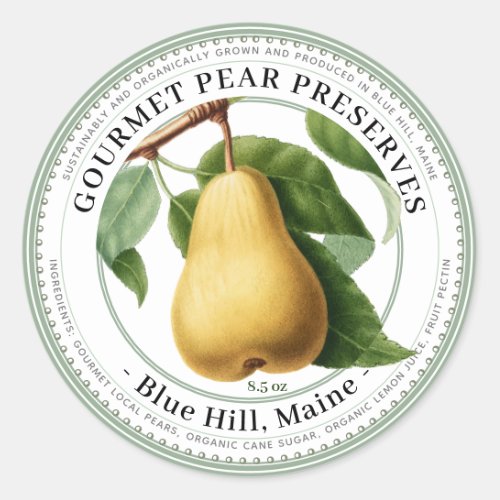 Jelly Label with Vintage Pear Illustration