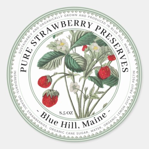 Jelly Label with Vintage Strawberries Illustration