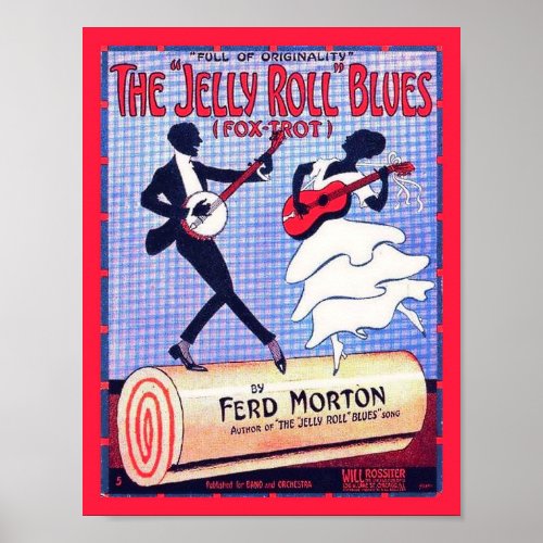 Jelly Roll Blues Vintage Sheet Music Cover Copy Poster