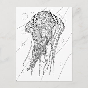 Jellyfish Adult Coloring Postcard
