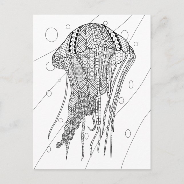Jellyfish Adult Coloring Postcard (Front)