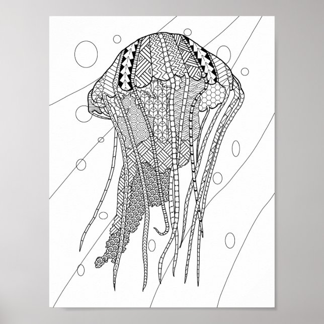 Jellyfish Adult Coloring Poster (Front)